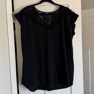 Express Women's Black Top with Lace Accents